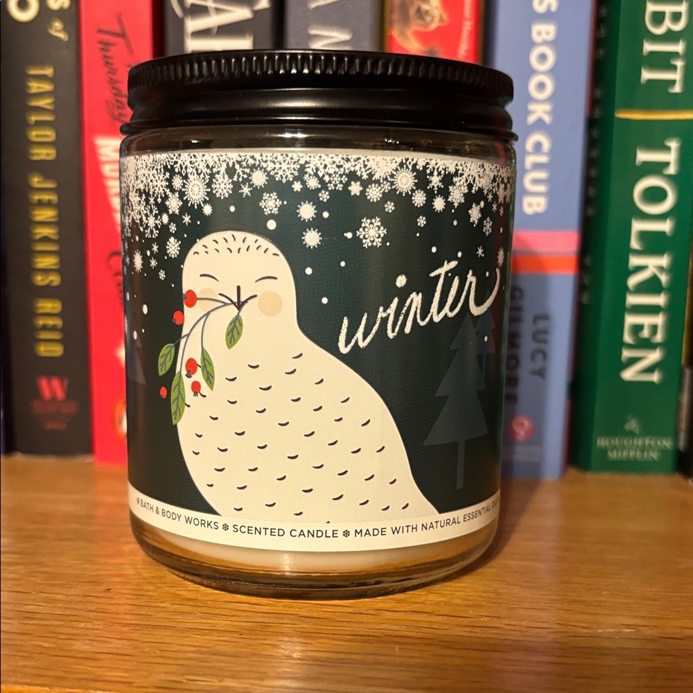 Bath & Body Works Winter Candle - Dark Green & White